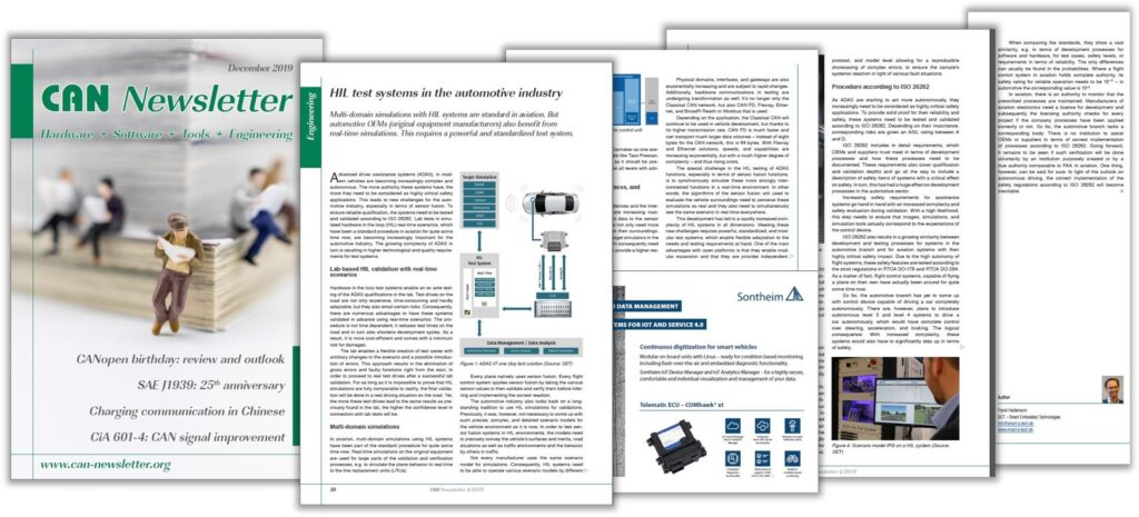 Beitrag der SET im CAN Newsletter 12/2019 über HiL test systems